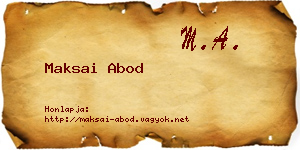 Maksai Abod névjegykártya